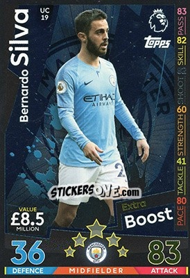 Sticker Bernardo Silva - English Premier League 2018-2019. Match Attax Extra n. UC19 - Topps