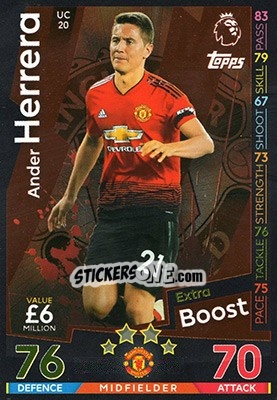 Sticker Ander Herrera - English Premier League 2018-2019. Match Attax Extra n. UC20 - Topps