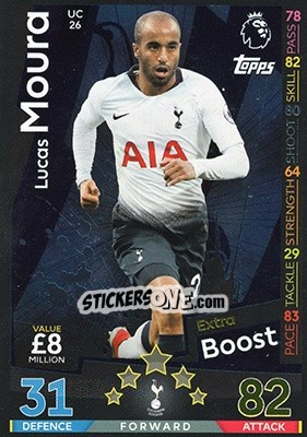 Sticker Lucas Moura - English Premier League 2018-2019. Match Attax Extra n. UC26 - Topps