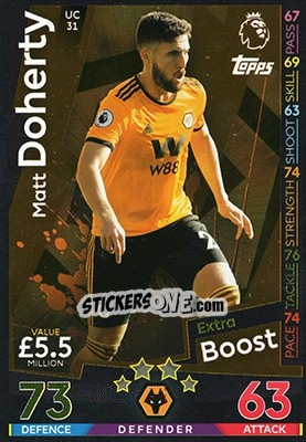 Sticker Matt Doherty - English Premier League 2018-2019. Match Attax Extra - Topps