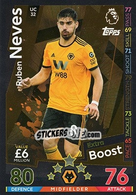 Sticker Ruben Neves - English Premier League 2018-2019. Match Attax Extra n. UC32 - Topps