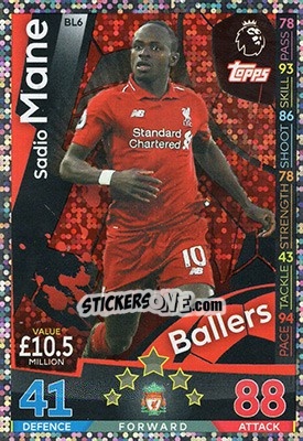 Sticker Sadio Mane - English Premier League 2018-2019. Match Attax Extra n. BL6 - Topps