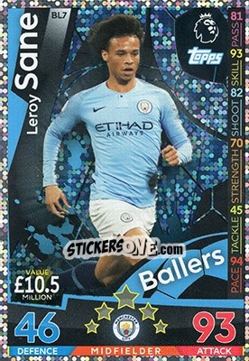 Sticker Leroy Sane - English Premier League 2018-2019. Match Attax Extra n. BL7 - Topps