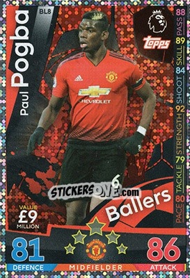 Sticker Paul Pogba - English Premier League 2018-2019. Match Attax Extra n. BL8 - Topps