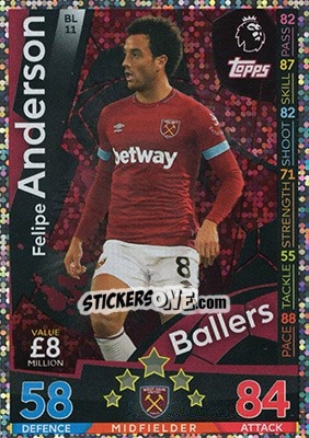 Sticker Felipe Anderson - English Premier League 2018-2019. Match Attax Extra n. BL11 - Topps