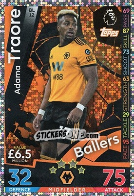 Sticker Adama Traore - English Premier League 2018-2019. Match Attax Extra - Topps