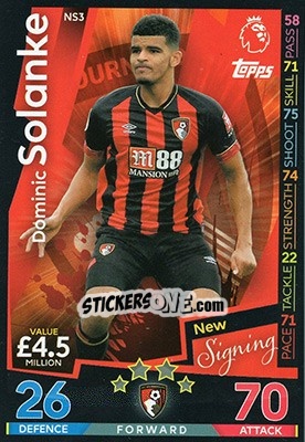 Sticker Dominic Solanke - English Premier League 2018-2019. Match Attax Extra n. NS3 - Topps