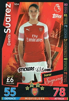 Sticker Denis Suarez - English Premier League 2018-2019. Match Attax Extra n. NS4 - Topps