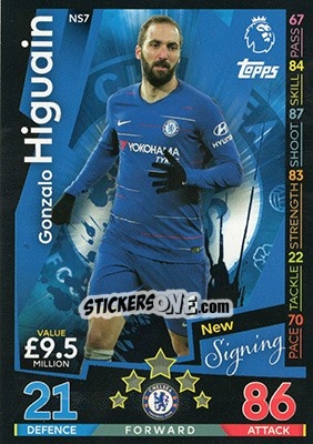 Sticker Gonzalo Higuain - English Premier League 2018-2019. Match Attax Extra n. NS7 - Topps