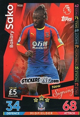Cromo Bakary Sako - English Premier League 2018-2019. Match Attax Extra n. NS8 - Topps