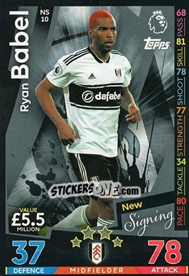 Sticker Ryan Babel - English Premier League 2018-2019. Match Attax Extra n. NS10 - Topps