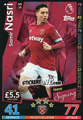 Sticker Samir Nasri - English Premier League 2018-2019. Match Attax Extra n. NS16 - Topps