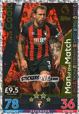 Sticker Steve Cook - English Premier League 2018-2019. Match Attax Extra - Topps