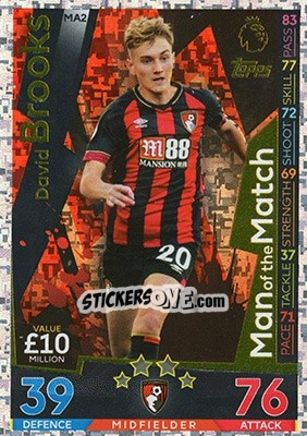 Sticker David Brooks - English Premier League 2018-2019. Match Attax Extra n. MA2 - Topps
