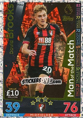 Sticker David Brooks - English Premier League 2018-2019. Match Attax Extra - Topps