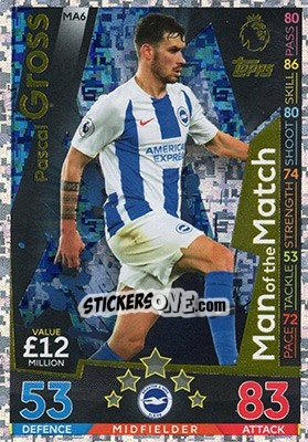 Sticker Pascal Gross - English Premier League 2018-2019. Match Attax Extra n. MA6 - Topps