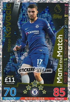 Sticker Mateo Kovacic - English Premier League 2018-2019. Match Attax Extra n. MA12 - Topps