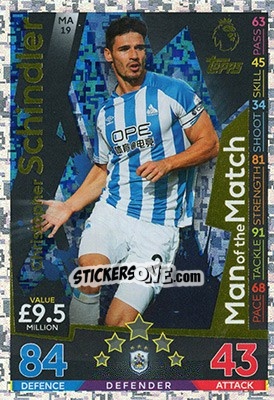 Sticker Christopher Schindler - English Premier League 2018-2019. Match Attax Extra n. MA19 - Topps
