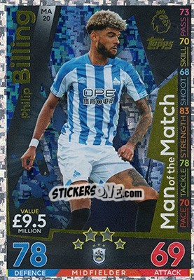 Sticker Philip Billing - English Premier League 2018-2019. Match Attax Extra n. MA20 - Topps