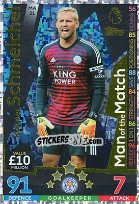 Sticker Kasper Schmeichel - English Premier League 2018-2019. Match Attax Extra n. MA21 - Topps