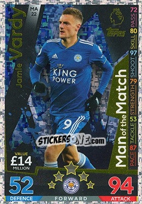Sticker Jamie Vardy - English Premier League 2018-2019. Match Attax Extra n. MA22 - Topps