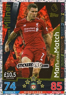 Sticker James Milner - English Premier League 2018-2019. Match Attax Extra n. MA23 - Topps