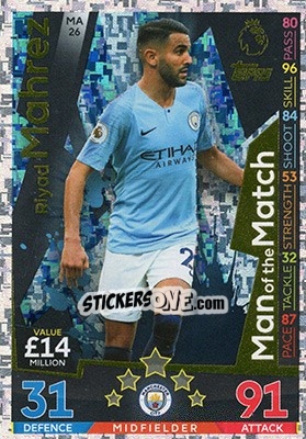 Sticker Riyad Mahrez - English Premier League 2018-2019. Match Attax Extra n. MA26 - Topps