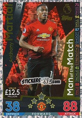 Sticker Anthony Martial - English Premier League 2018-2019. Match Attax Extra n. MA28 - Topps