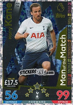 Sticker Harry Kane - English Premier League 2018-2019. Match Attax Extra n. MA34 - Topps