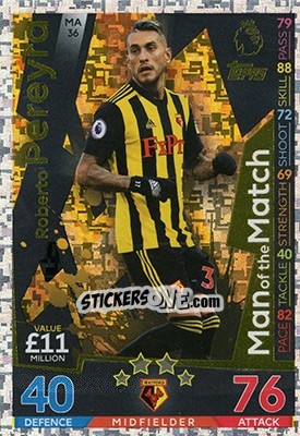 Sticker Roberto Pereyra - English Premier League 2018-2019. Match Attax Extra n. MA36 - Topps