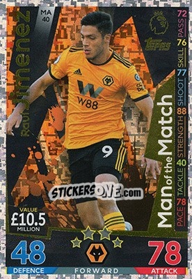 Sticker Raul Jimenez - English Premier League 2018-2019. Match Attax Extra n. MA40 - Topps