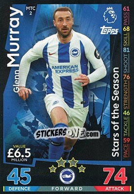 Sticker Glenn Murray - English Premier League 2018-2019. Match Attax Extra n. MTC2 - Topps