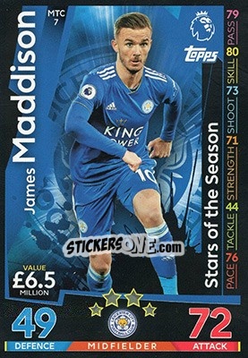 Sticker James Maddison - English Premier League 2018-2019. Match Attax Extra n. MTC7 - Topps