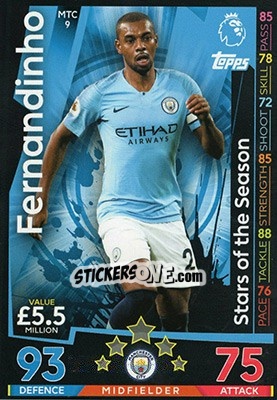 Sticker Fernandinho - English Premier League 2018-2019. Match Attax Extra - Topps