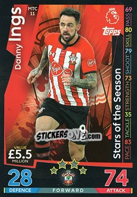 Sticker Danny Ings - English Premier League 2018-2019. Match Attax Extra - Topps