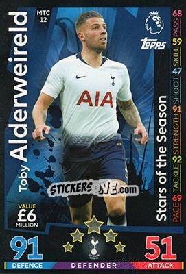 Sticker Toby Alderweireld - English Premier League 2018-2019. Match Attax Extra n. MTC12 - Topps