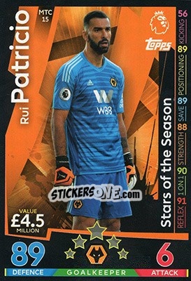 Sticker Rui Patricio - English Premier League 2018-2019. Match Attax Extra n. MTC15 - Topps