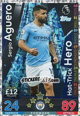 Sticker Sergio Aguero - English Premier League 2018-2019. Match Attax Extra n. HH4 - Topps