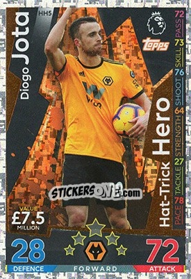 Sticker Diogo Jota - English Premier League 2018-2019. Match Attax Extra n. HH5 - Topps