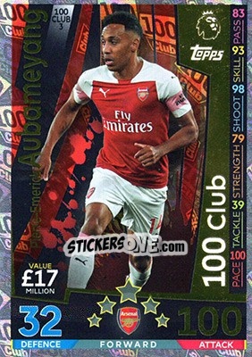 Sticker Pierre-Emerick Aubameyang - English Premier League 2018-2019. Match Attax Extra n. 100Club3 - Topps