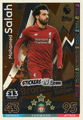 Sticker Mohamed Salah - English Premier League 2018-2019. Match Attax Extra - Topps