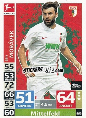 Cromo Jan Morávek - German Fussball Bundesliga 2018-2019. Match Attax Extra - Topps