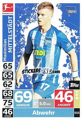 Sticker Maximilian Mittelstädt - German Fussball Bundesliga 2018-2019. Match Attax Extra - Topps