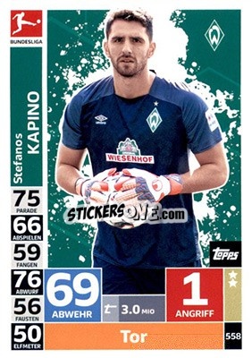 Cromo Stefanos Kapino - German Fussball Bundesliga 2018-2019. Match Attax Extra - Topps