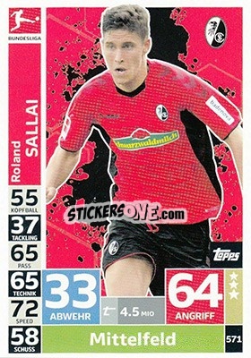 Cromo Roland Sallai - German Fussball Bundesliga 2018-2019. Match Attax Extra - Topps