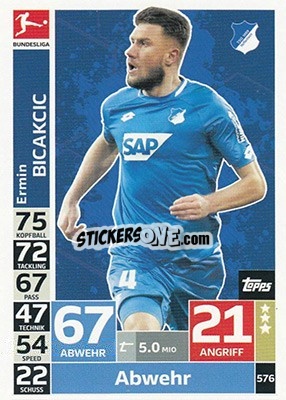 Sticker Ermin Bicakcic - German Fussball Bundesliga 2018-2019. Match Attax Extra - Topps