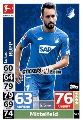 Sticker Lukas Rupp - German Fussball Bundesliga 2018-2019. Match Attax Extra - Topps