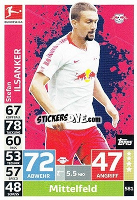 Sticker Stefan Ilsanker - German Fussball Bundesliga 2018-2019. Match Attax Extra - Topps