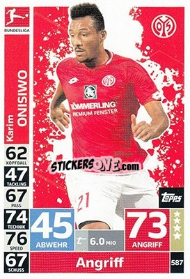 Cromo Karim Onisiwo - German Fussball Bundesliga 2018-2019. Match Attax Extra - Topps