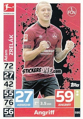 Cromo Adam Zrelák - German Fussball Bundesliga 2018-2019. Match Attax Extra - Topps